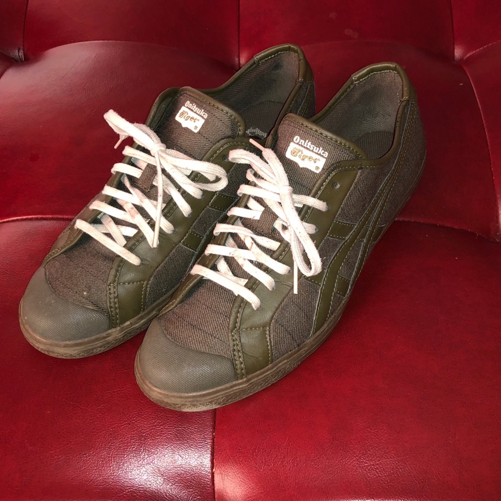 Asics Onitsuka Tiger Army Green Low-Top Men's Court Sneakers Shoes